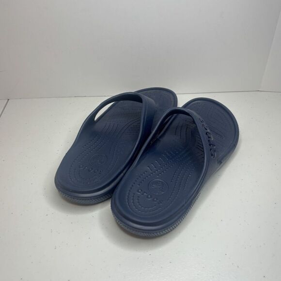 Crocs Iconic Comfort Navy Blue Flip Flop Thong Sandals Womens Open Toe - Picture 5 of 9